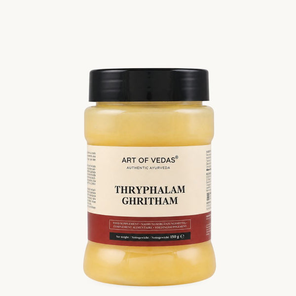 Art of Vedas Triphala Ghritham, klasické ájurvédské ghí: Haritaki, Amla, Bibhitaki. Sklenice 150 g